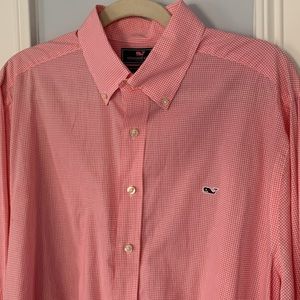 Vineyard Vines slim fit whale shirt Large pink and white plaid